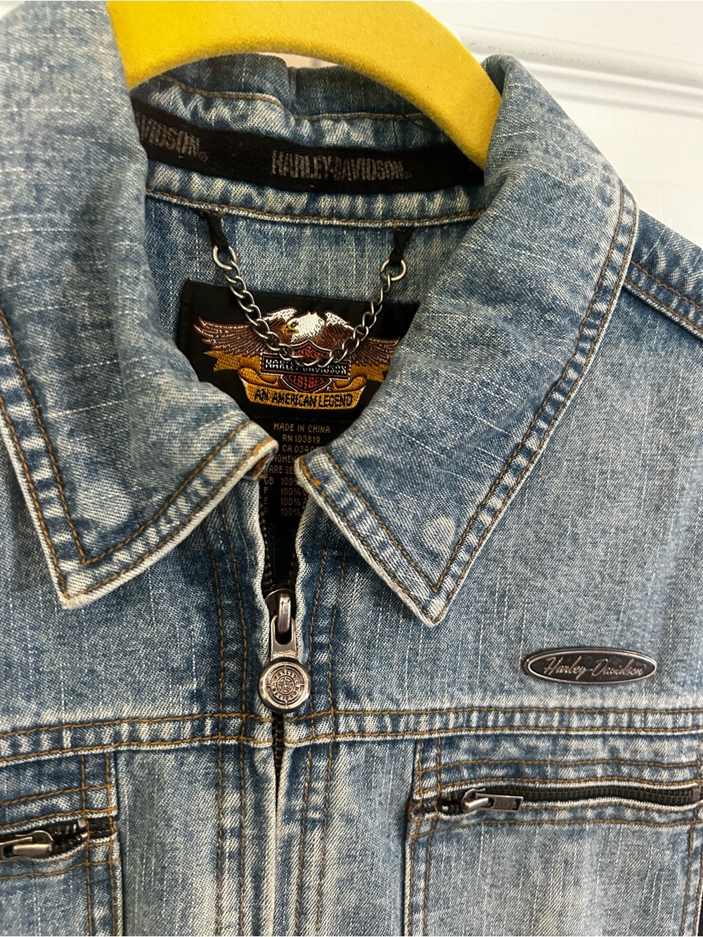 Vintage Harley Davidson Women’s Denim embroidered eagle Jacket Size S - Picture 8 of 10